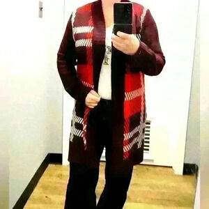 INC  plaid cardigan